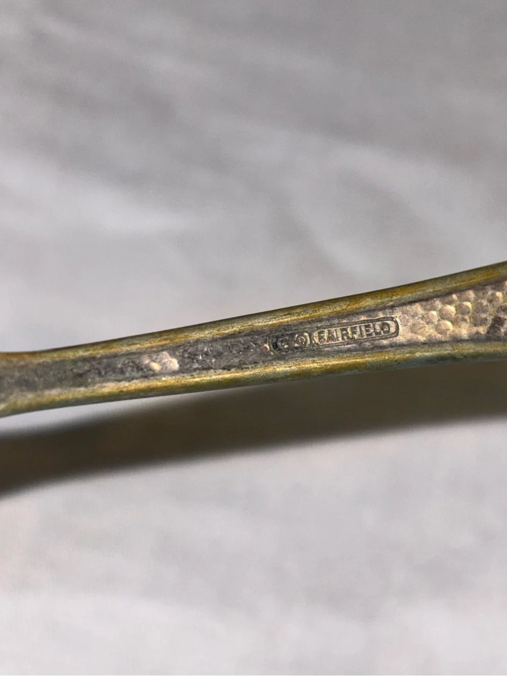 Vintage Fairfield Plate Two Silverplate Art Deco Hammered Teaspoon Flatware HTF
